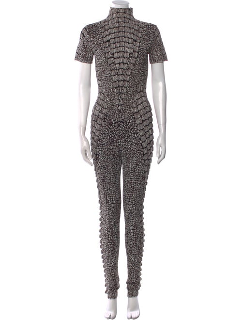 Alaïa Animal Print Turtleneck Jumpsuit