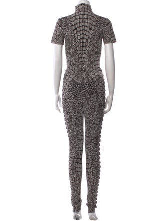 Alaïa Animal Print Turtleneck Jumpsuit
