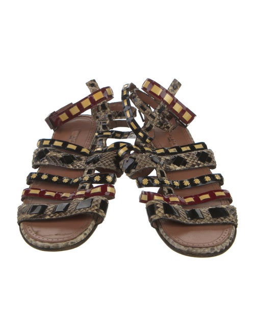 Alaïa Patent Leather Animal Print Gladiator Sandals