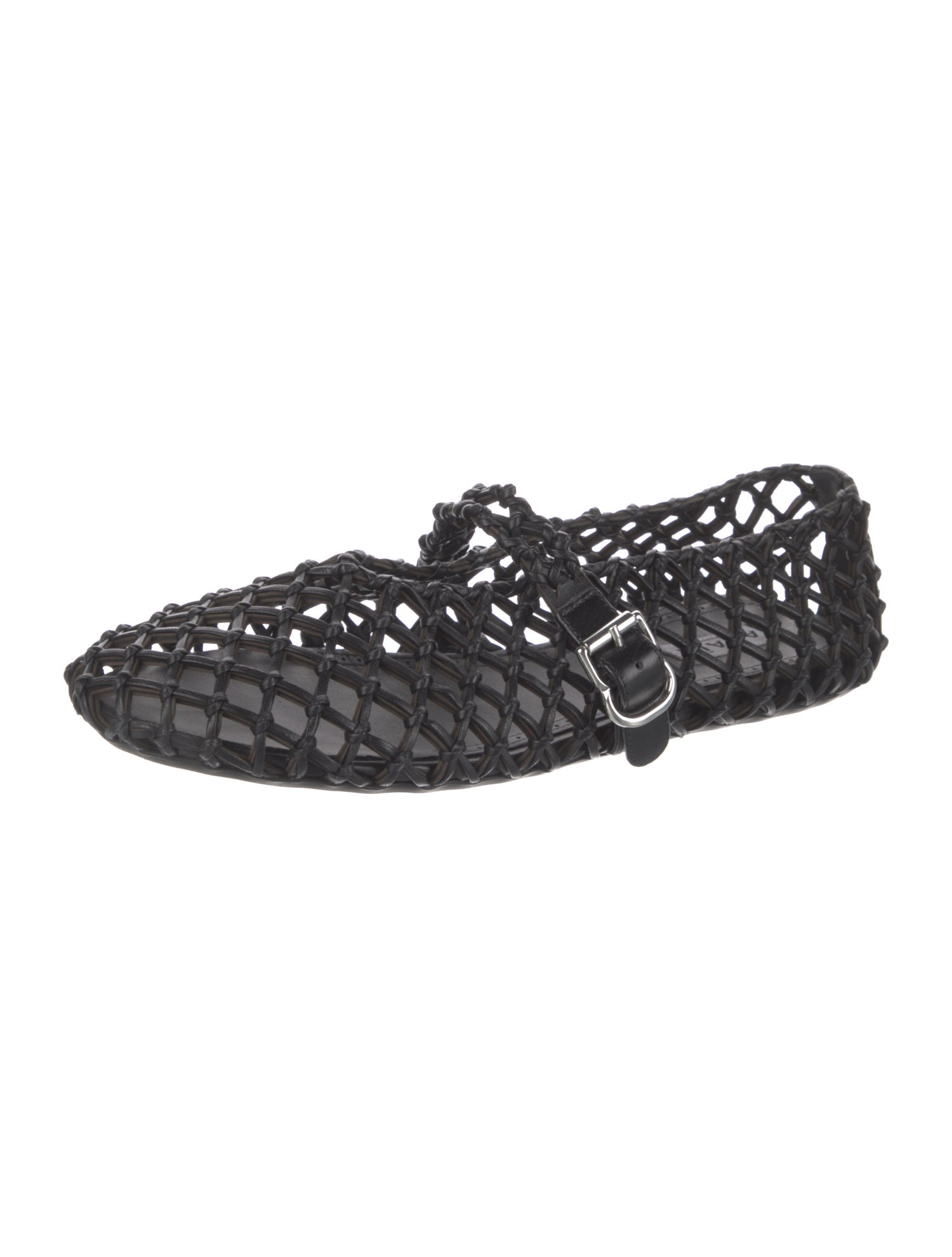 Alaïa Lambskin Braided Accents Mary Jane Flats