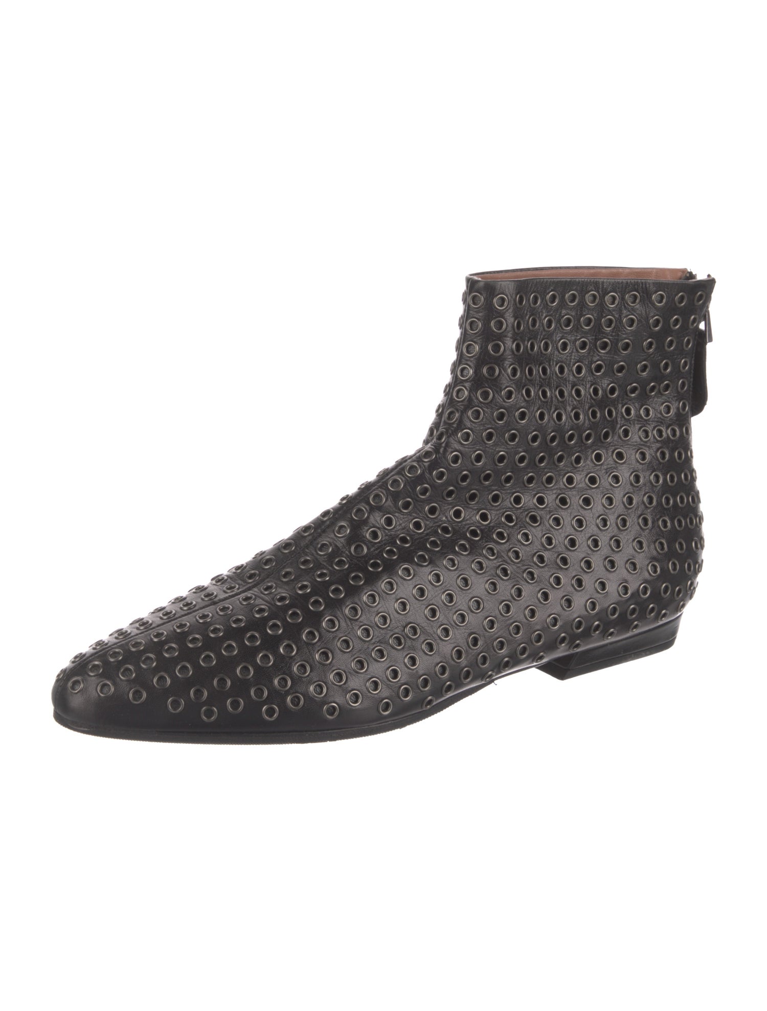 Alaïa Leather Eyelet Trim Boots
