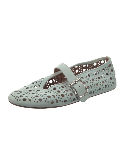 Alaïa Leather Patterned Mary Jane Flats