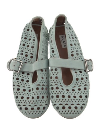 Alaïa Leather Patterned Mary Jane Flats