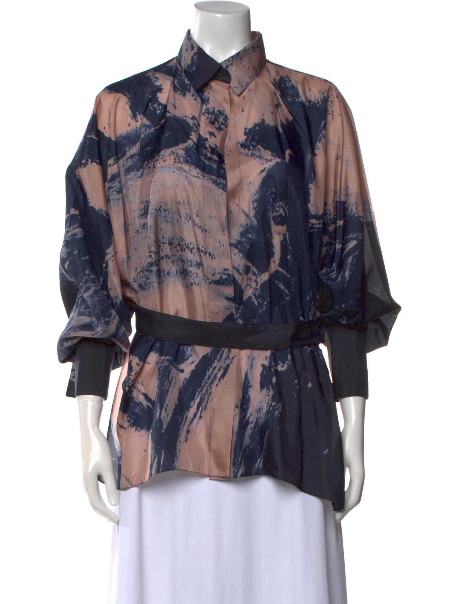 Alaïa Silk Printed Button-Up Top w/ Tags