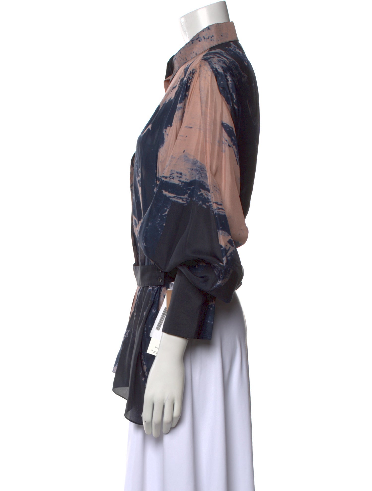 Alaïa Silk Printed Button-Up Top w/ Tags