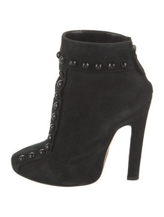 Alaïa Suede Animal Print Lace-Up Boots