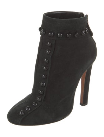 Alaïa Suede Animal Print Lace-Up Boots