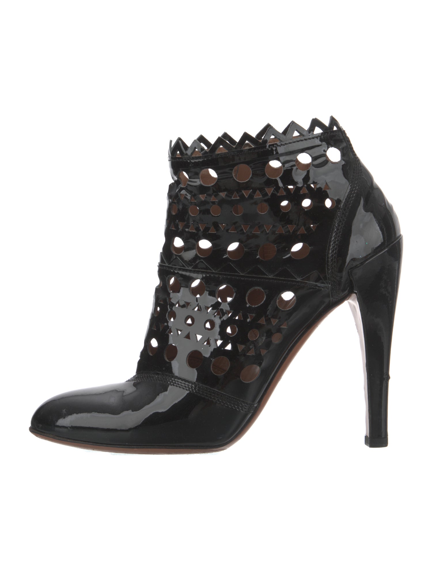 Alaïa Patent Leather Lasercut Accents Boots
