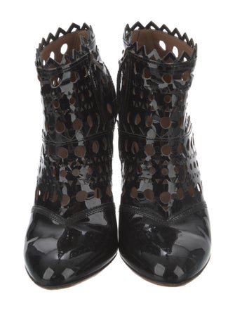 Alaïa Patent Leather Lasercut Accents Boots