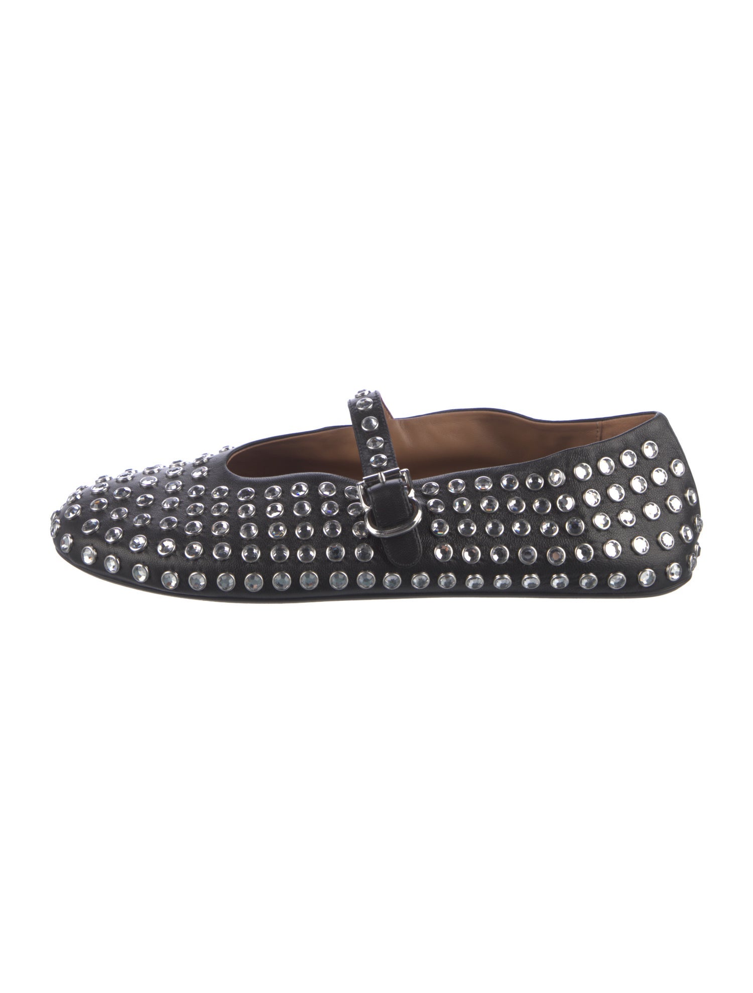 Alaïa Leather Crystal Embellishments Mary Jane Flats