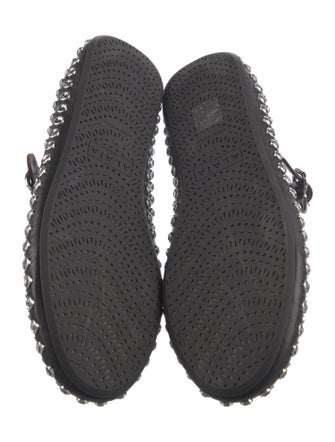 Alaïa Leather Crystal Embellishments Mary Jane Flats