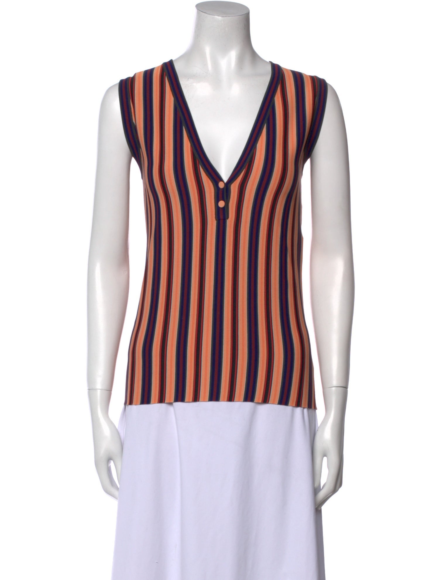 Alaïa Striped V-Neck Top