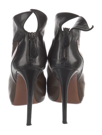 Alaïa Leather Colorblock Pattern Lace-Up Boots