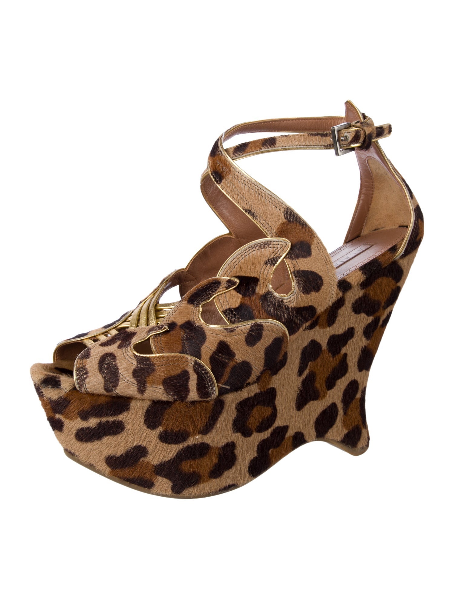 Alaïa Ponyhair Animal Print Sandals