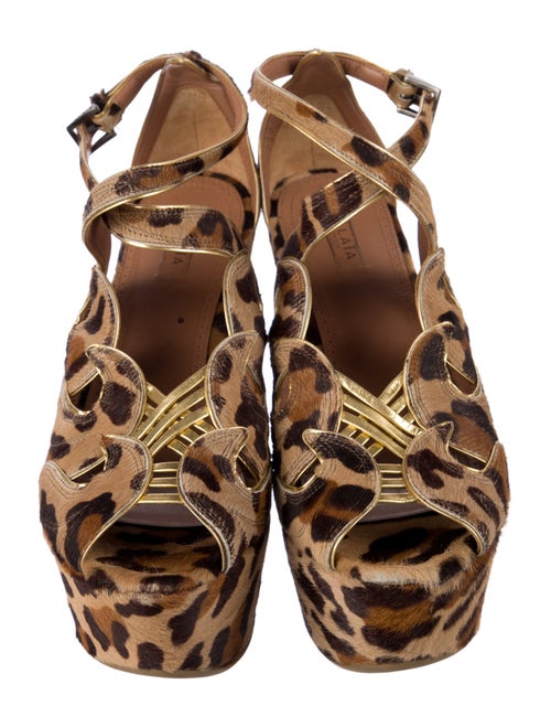 Alaïa Ponyhair Animal Print Sandals