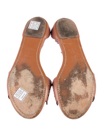 Alaïa Leather Lasercut Accents T-Strap Sandals