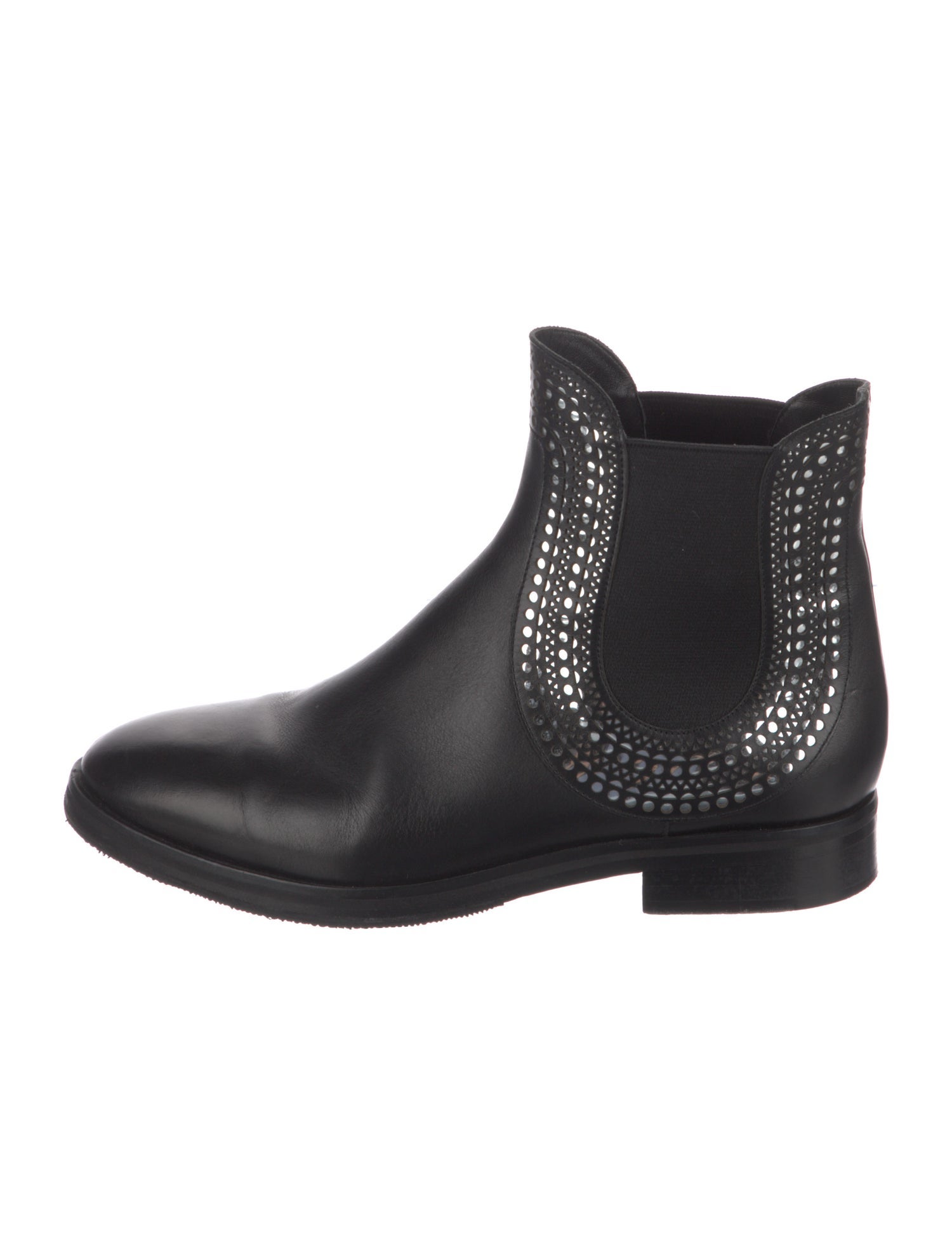 Alaïa Leather Lasercut Accents Chelsea Boots