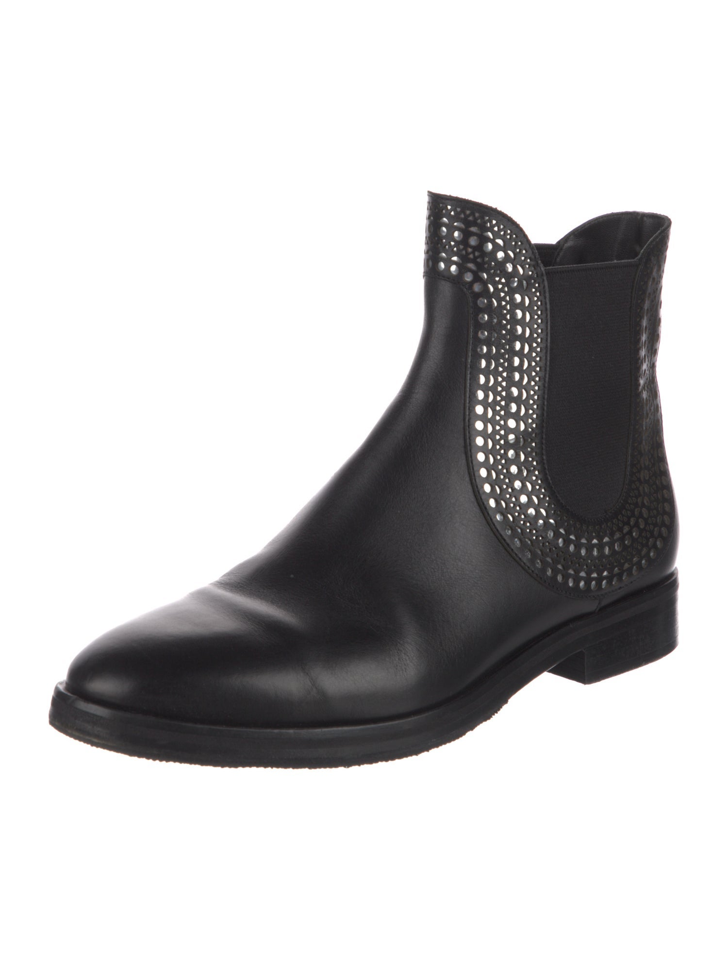 Alaïa Leather Lasercut Accents Chelsea Boots