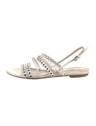 Alaïa Leather Eyelet Trim Slingback Sandals