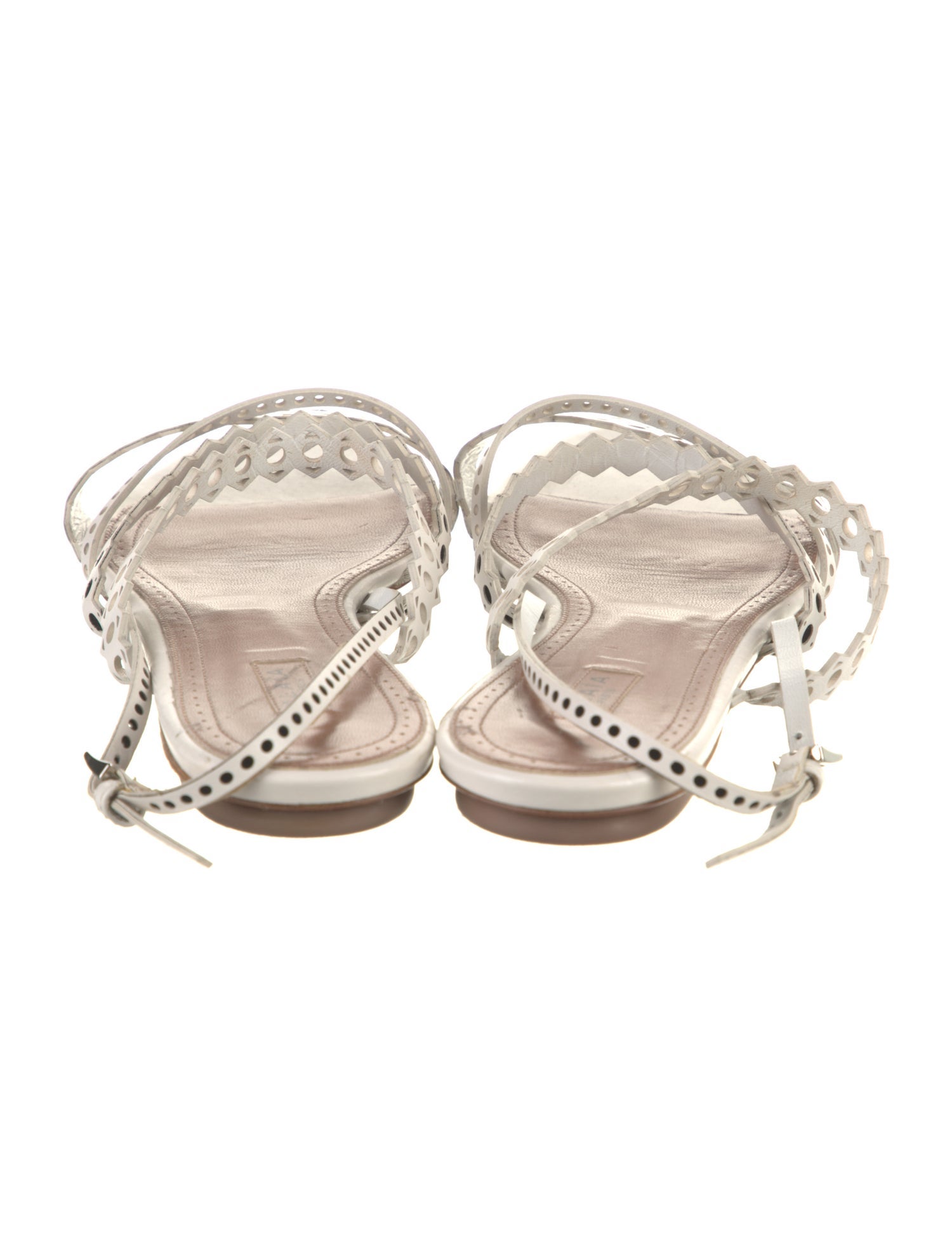 Alaïa Leather Eyelet Trim Slingback Sandals