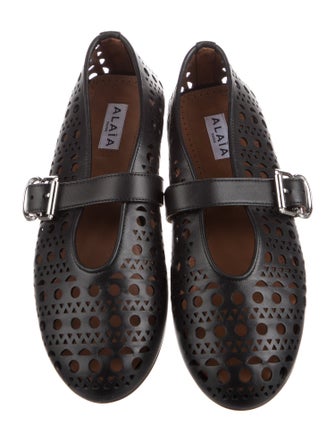 Alaïa Leather Lasercut Accents Mary Jane Flats