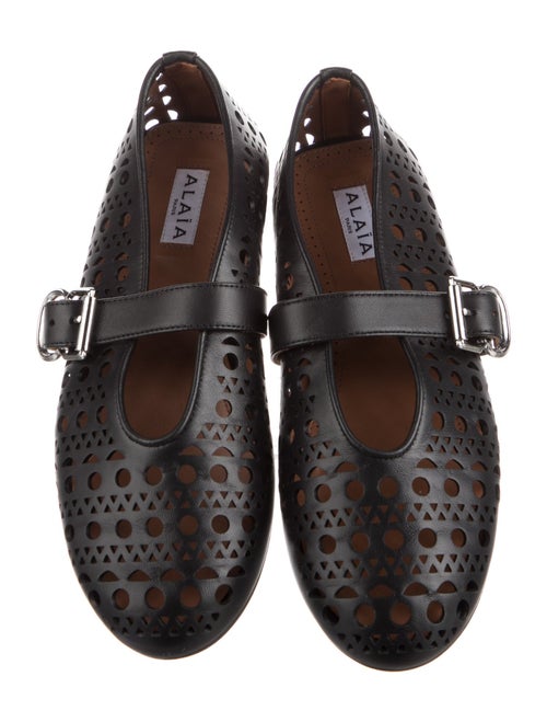 Alaïa Leather Lasercut Accents Mary Jane Flats