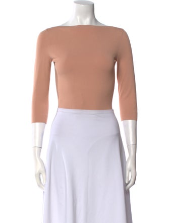 Alaïa Bateau Neckline Three-Quarter Sleeve Crop Top