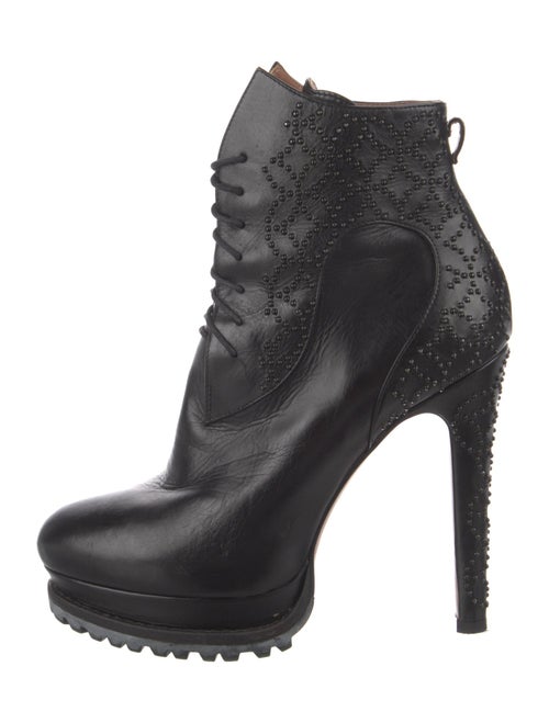 Alaïa Leather Beaded Accents Lace-Up Boots