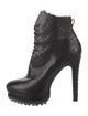 Alaïa Leather Beaded Accents Lace-Up Boots