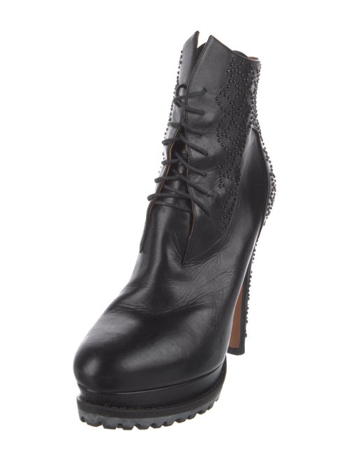 Alaïa Leather Beaded Accents Lace-Up Boots