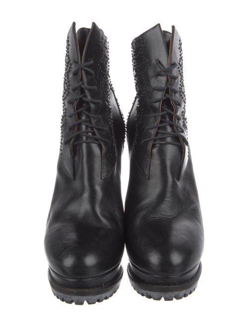Alaïa Leather Beaded Accents Lace-Up Boots