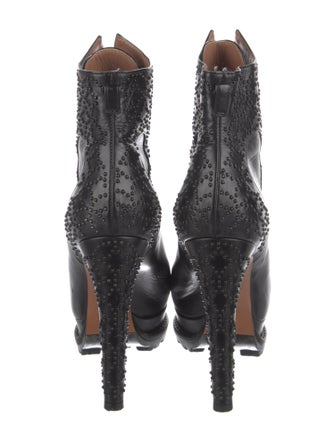 Alaïa Leather Beaded Accents Lace-Up Boots