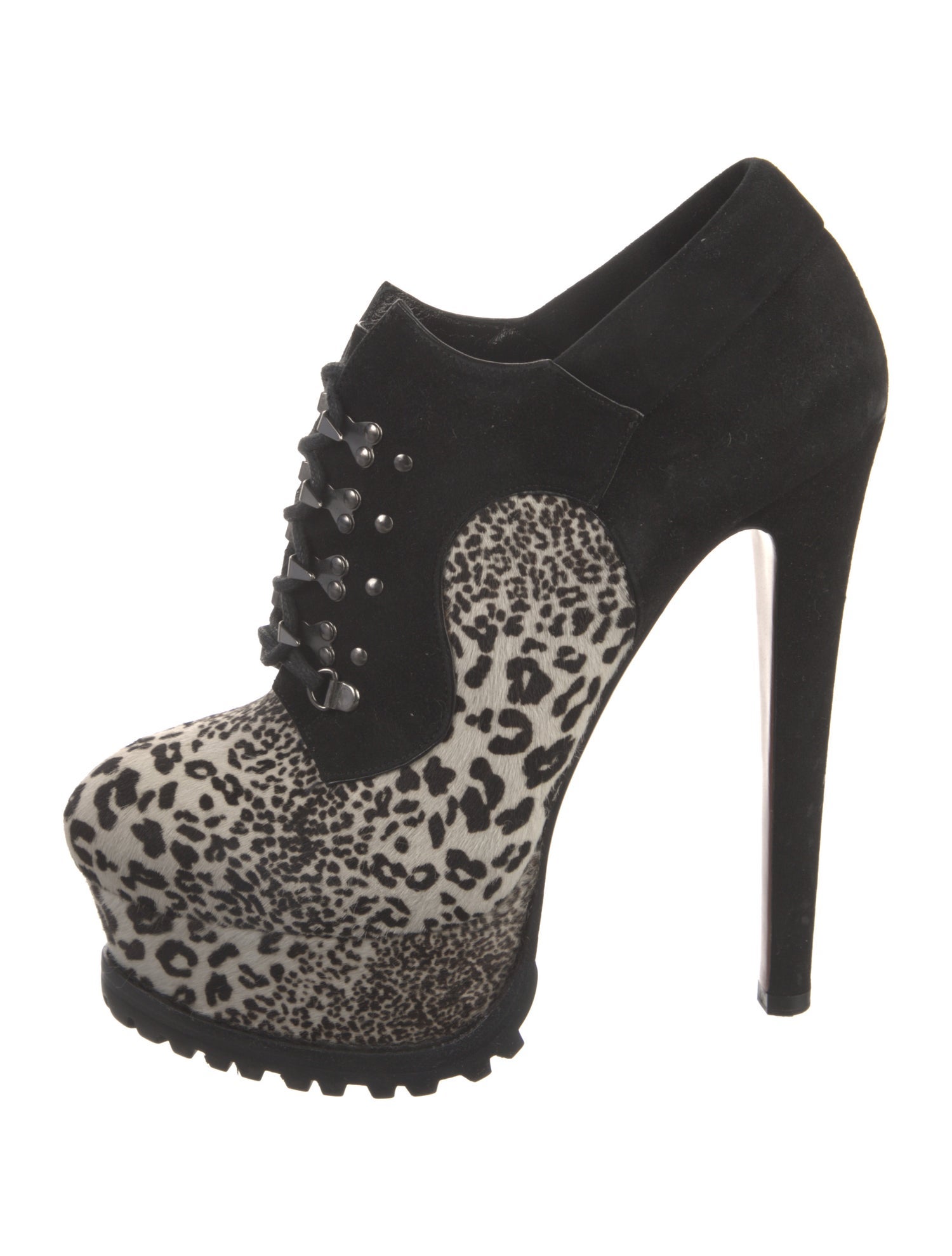 Alaïa Ponyhair Animal Print Lace-Up Boots