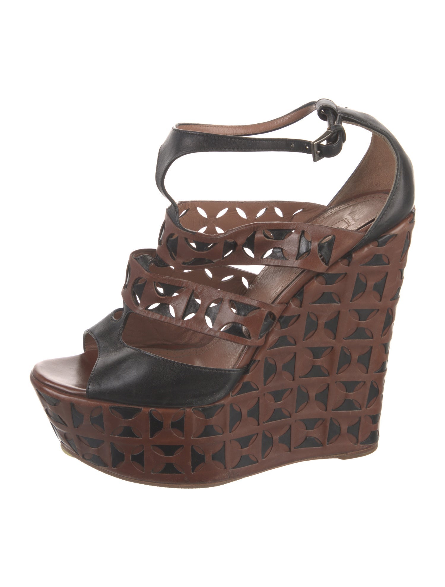 Alaïa Leather Lasercut Accents Sandals