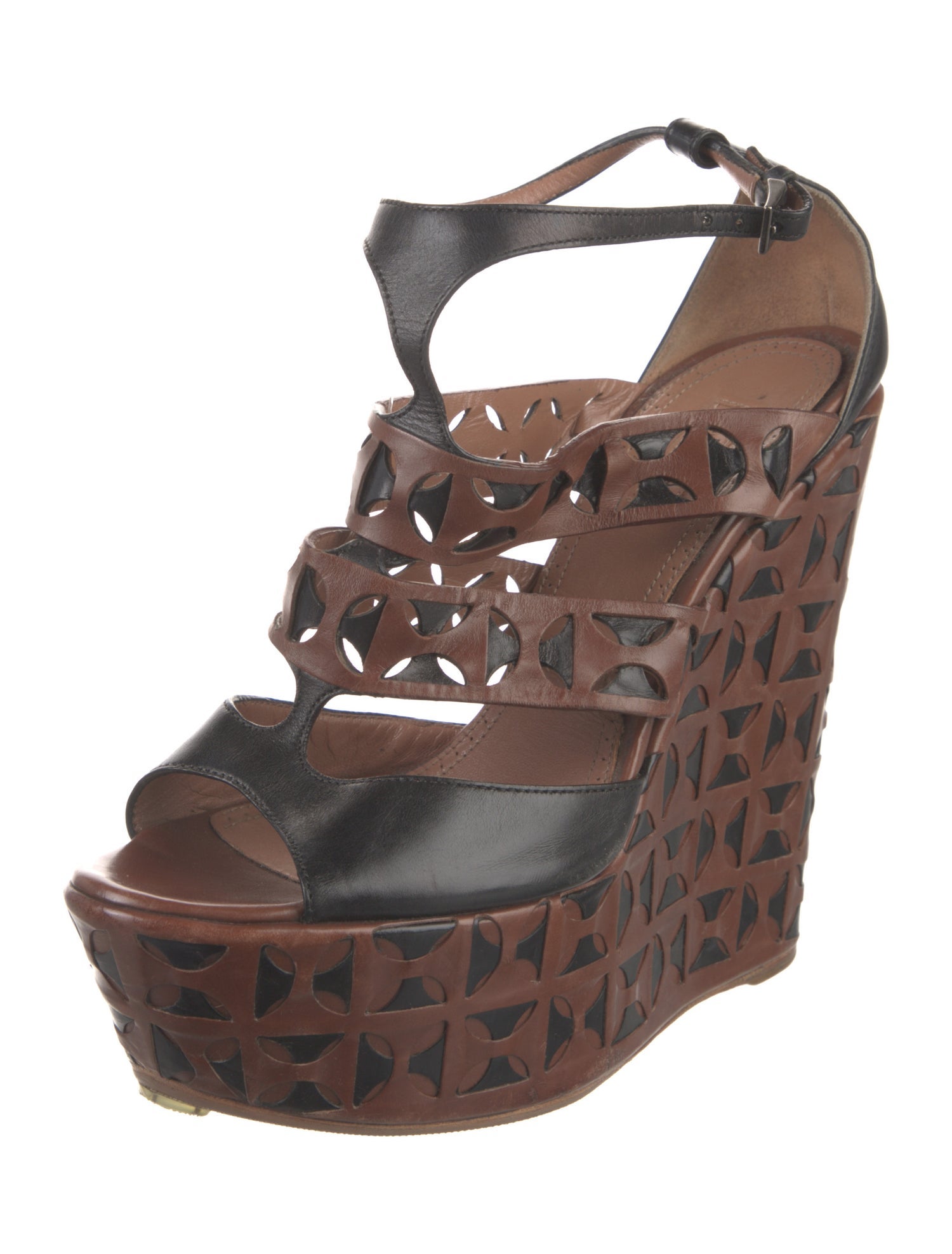 Alaïa Leather Lasercut Accents Sandals