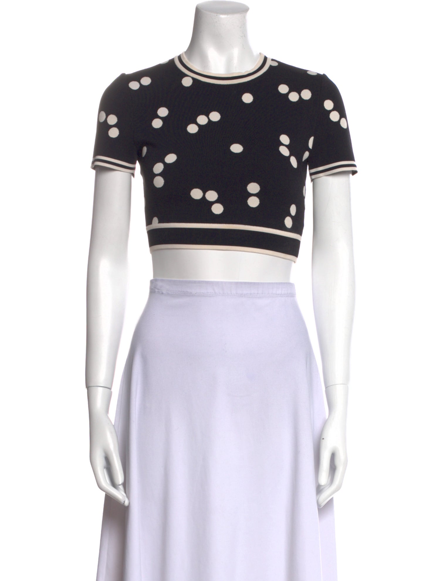 Alaïa Printed Crew Neck Crop Top