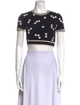 Alaïa Printed Crew Neck Crop Top