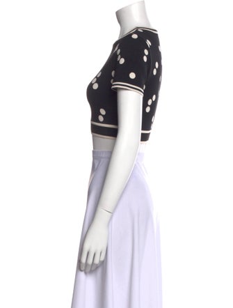 Alaïa Printed Crew Neck Crop Top