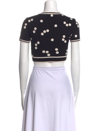 Alaïa Printed Crew Neck Crop Top
