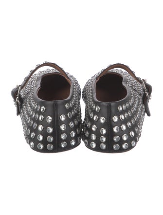 Alaïa Leather Crystal Embellishments Mary Jane Flats