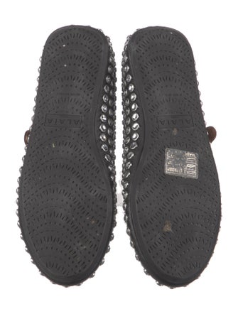 Alaïa Leather Crystal Embellishments Mary Jane Flats