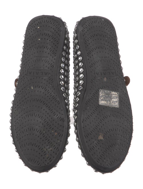 Alaïa Leather Crystal Embellishments Mary Jane Flats