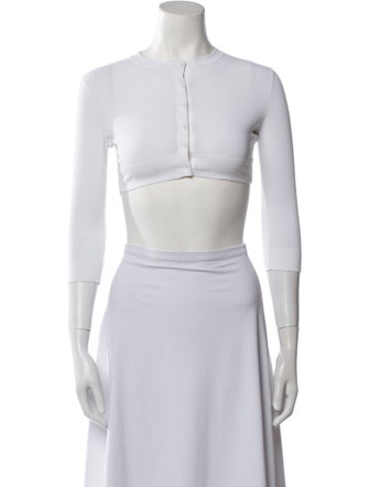 Alaïa Crew Neck Three-Quarter Sleeve Crop Top