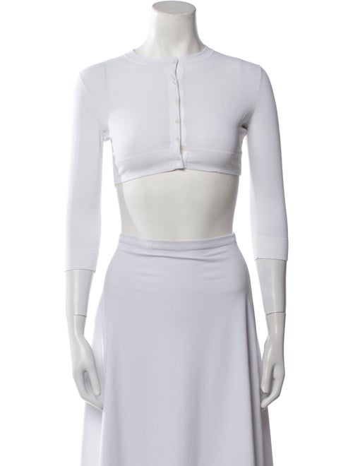 Alaïa Crew Neck Three-Quarter Sleeve Crop Top