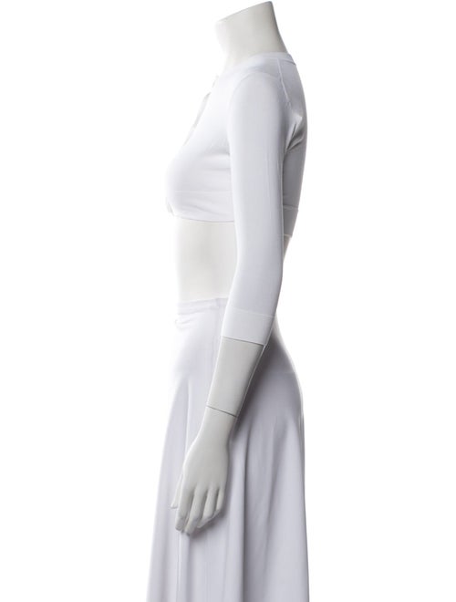 Alaïa Crew Neck Three-Quarter Sleeve Crop Top