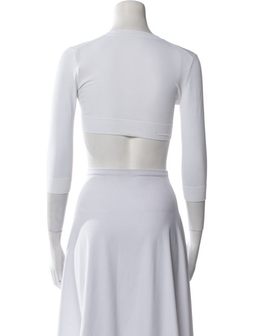 Alaïa Crew Neck Three-Quarter Sleeve Crop Top