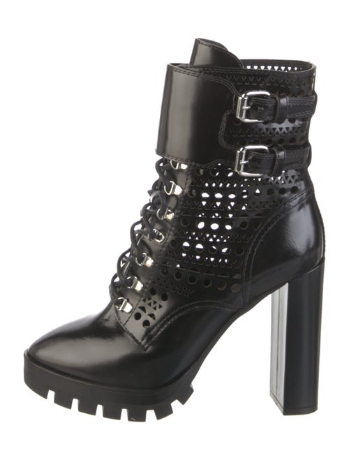Alaïa Leather Lasercut Accents Combat Boots