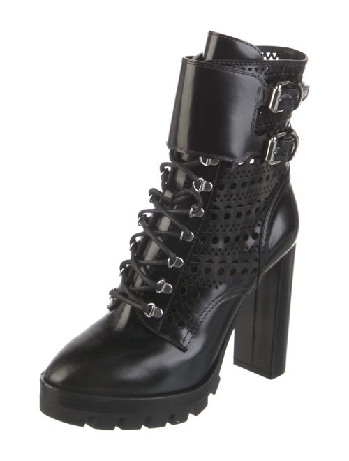 Alaïa Leather Lasercut Accents Combat Boots