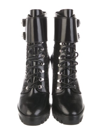 Alaïa Leather Lasercut Accents Combat Boots