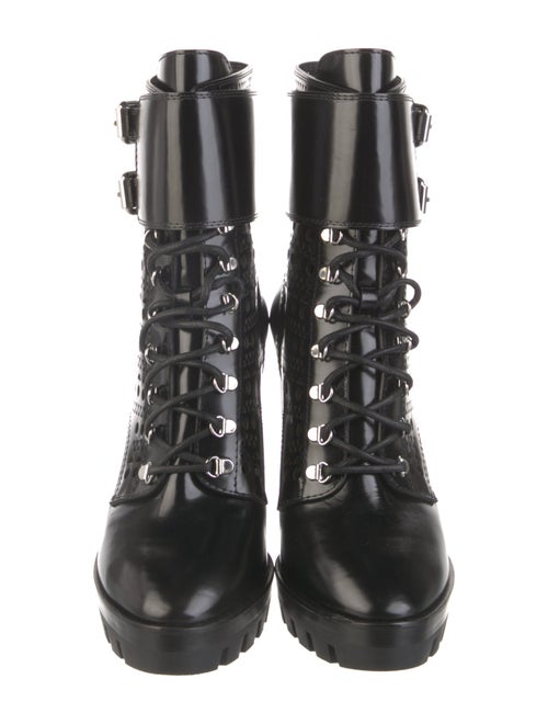 Alaïa Leather Lasercut Accents Combat Boots
